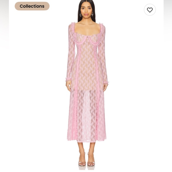 Self Portrait X Christopher Kane Lace Ruffle Midi Dress